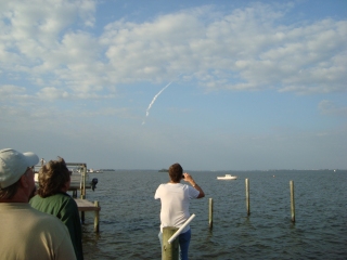 Shuttle launch at dock